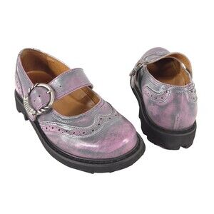 John Fluevog Seventh Heaven Mary Jane Shoes 8.5 US 39 EU Womens Pink Gray $315